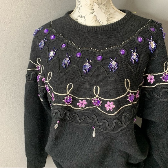 Vintage 80's WESTERN CONNECTION Gems Beaded Medium - Picture 2 of 4